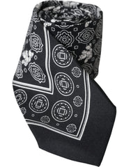 Dolce & Gabbana Black Patterned 100% Silk Adjustable Tie - Neckties