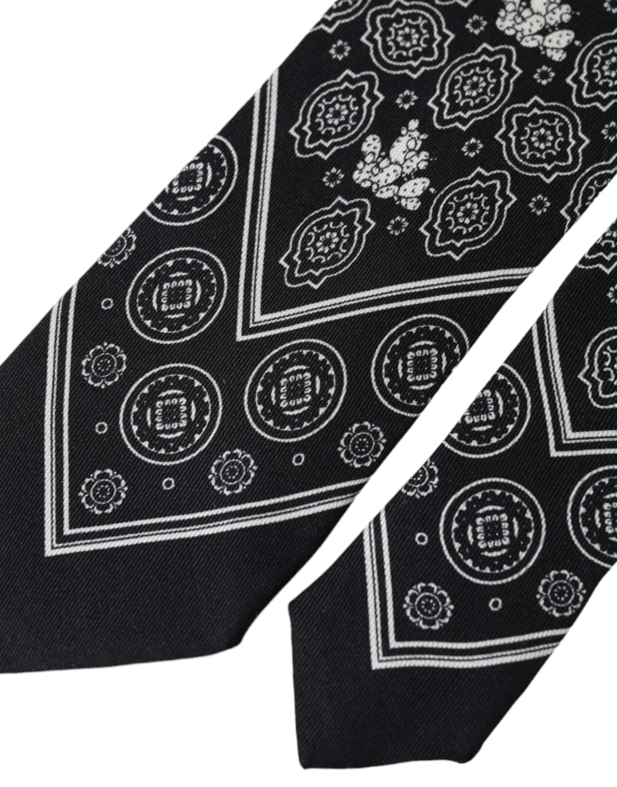 Dolce & Gabbana Black Patterned 100% Silk Adjustable Tie - Neckties