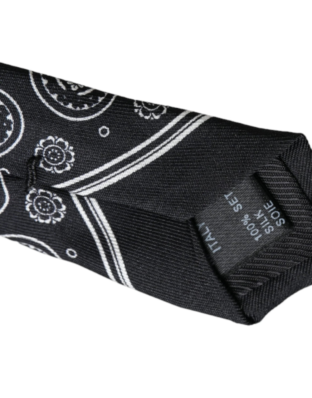 Dolce & Gabbana Black Patterned 100% Silk Adjustable Tie - Neckties
