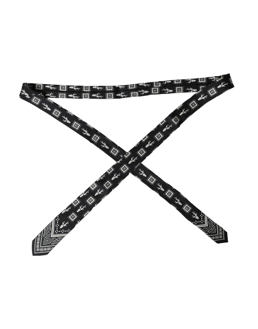 Dolce & Gabbana Black Patterned 100% Silk Adjustable Tie - Neckties