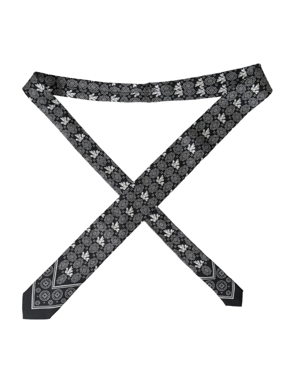 Dolce & Gabbana Black Patterned 100% Silk Adjustable Tie - Neckties