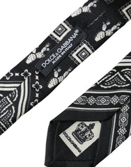 Dolce & Gabbana Black Patterned 100% Silk Adjustable Tie - Neckties