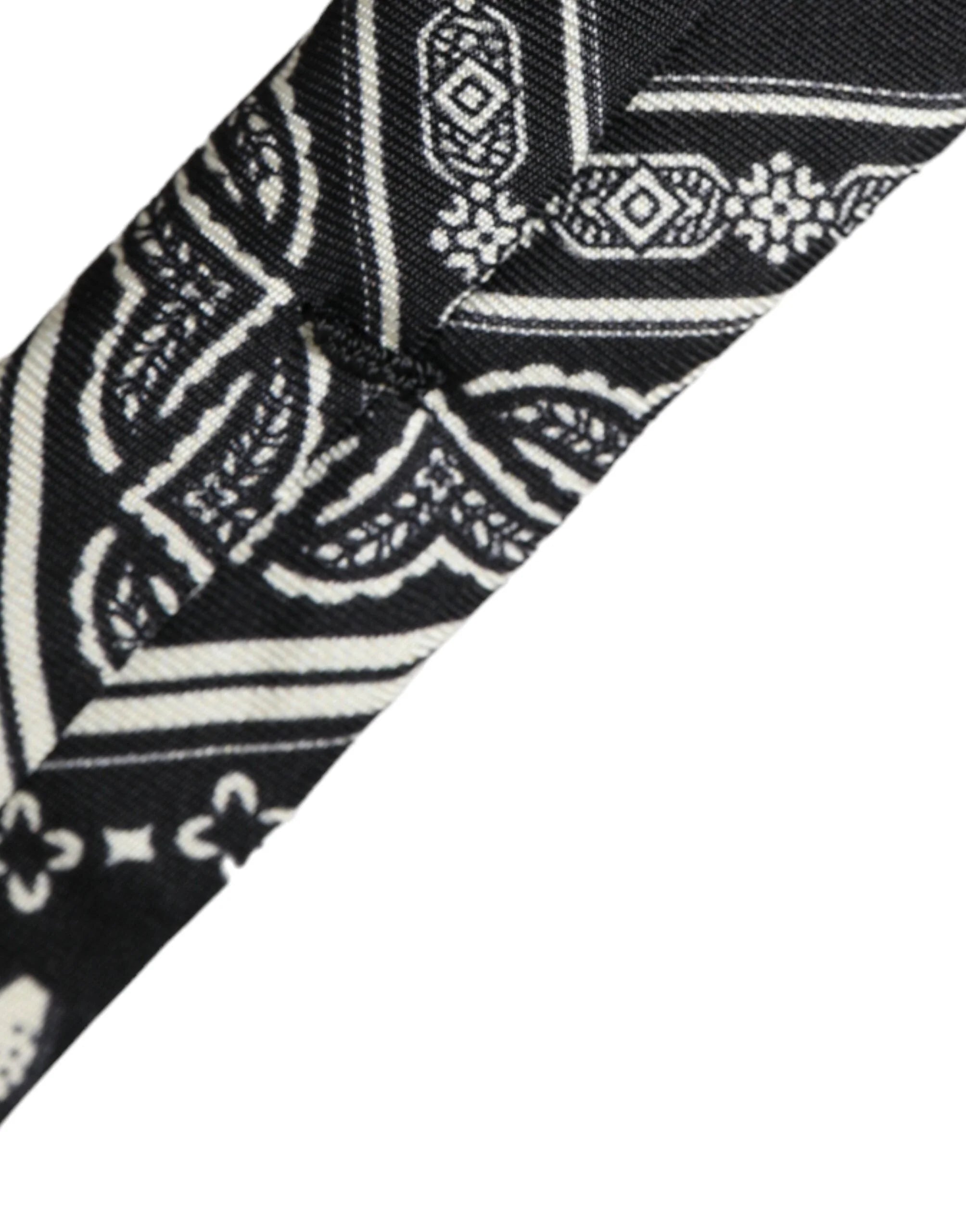 Dolce & Gabbana Black Patterned 100% Silk Adjustable Tie - Neckties