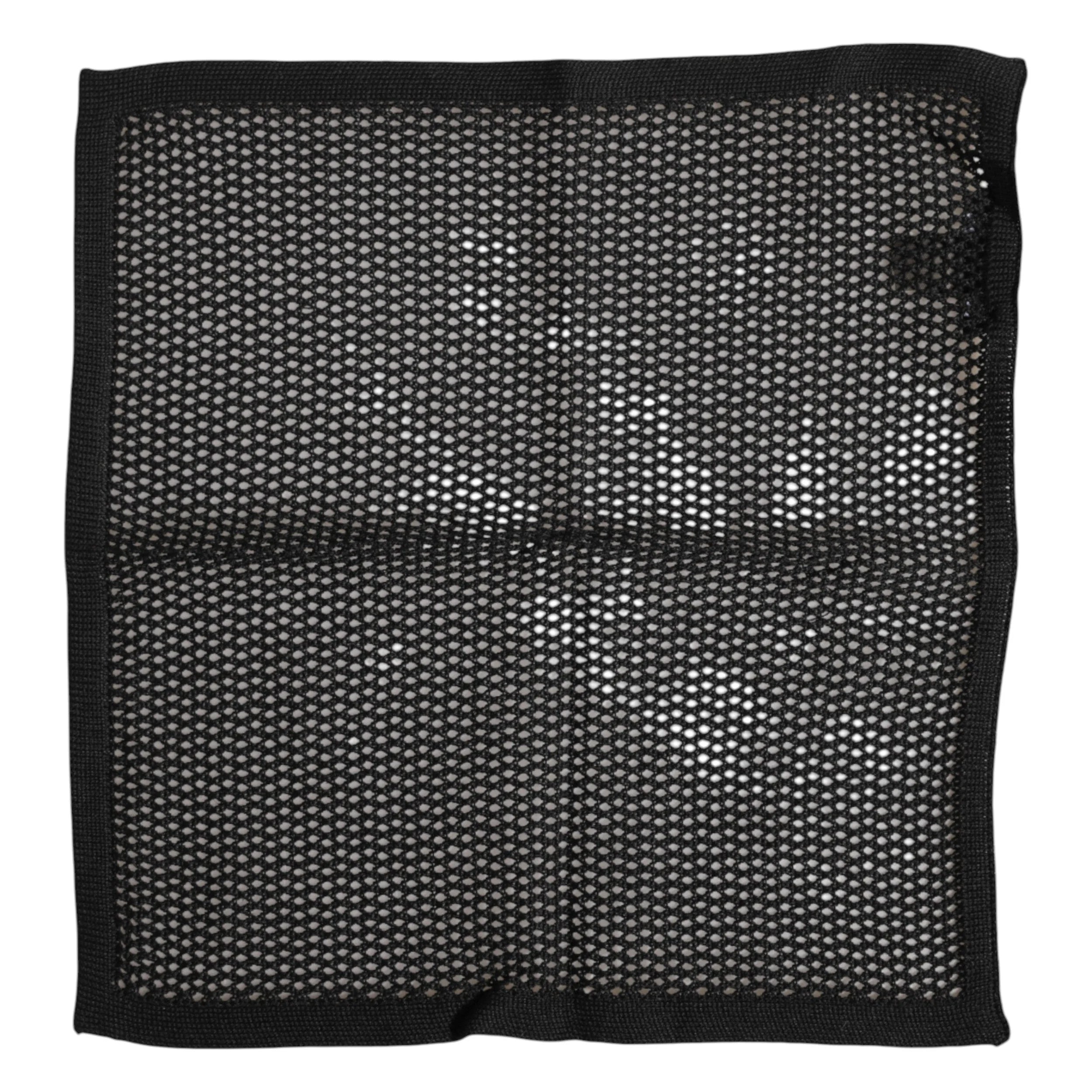 Dolce & Gabbana Black Patterned Cotton Square Foulard Scarf - Scarves & Shawls