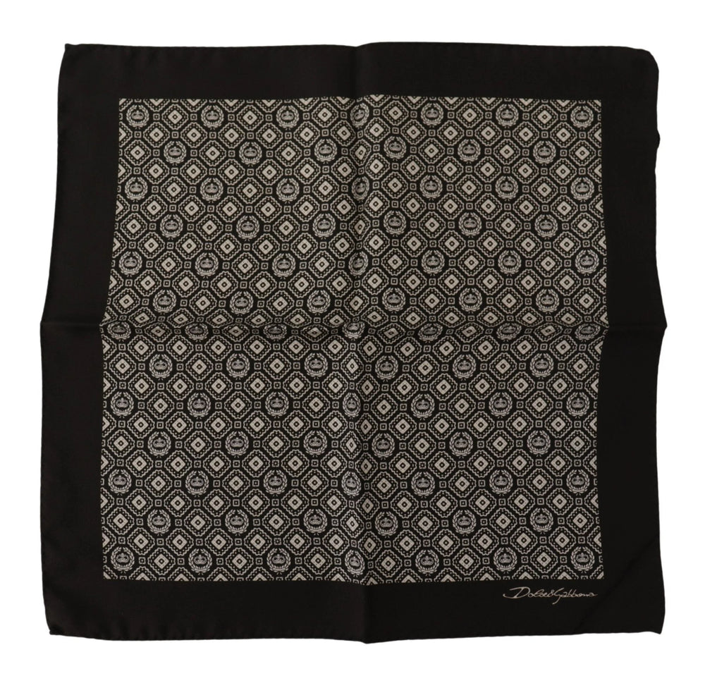 Dolce & Gabbana Black Patterned DG Logo Square Handkerchief Scarf - Scarves & Shawls