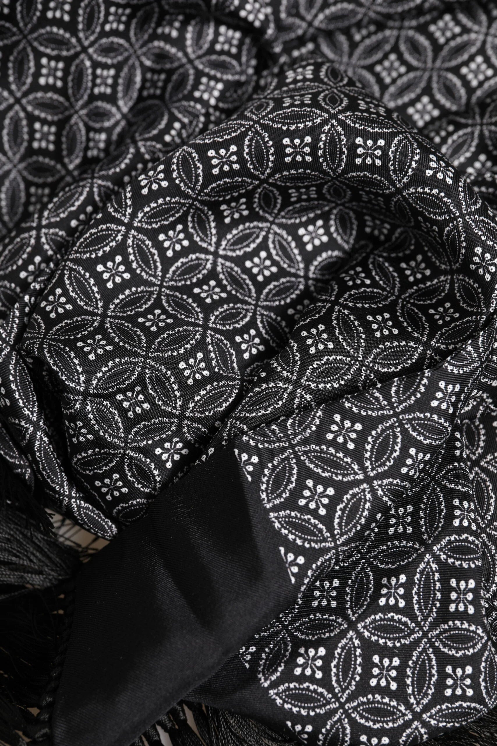 Dolce & Gabbana Black Patterned Fringes Men Foulard Scarf