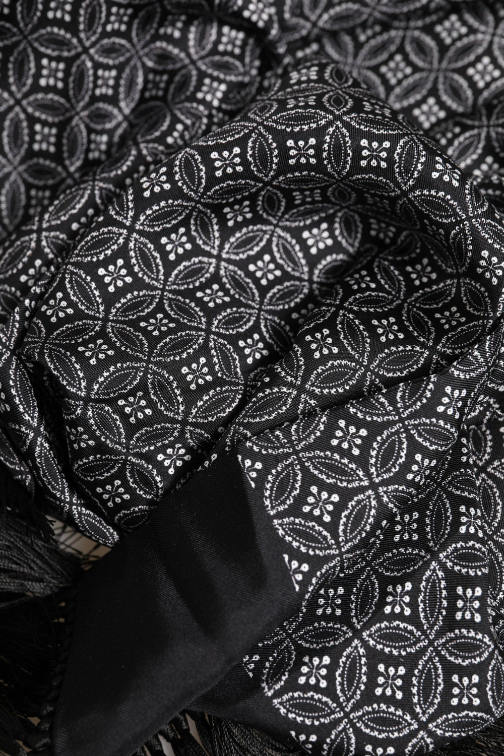 Dolce & Gabbana Black Patterned Fringes Men Foulard Scarf