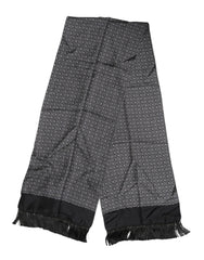 Dolce & Gabbana Black Patterned Fringes Men Foulard Scarf
