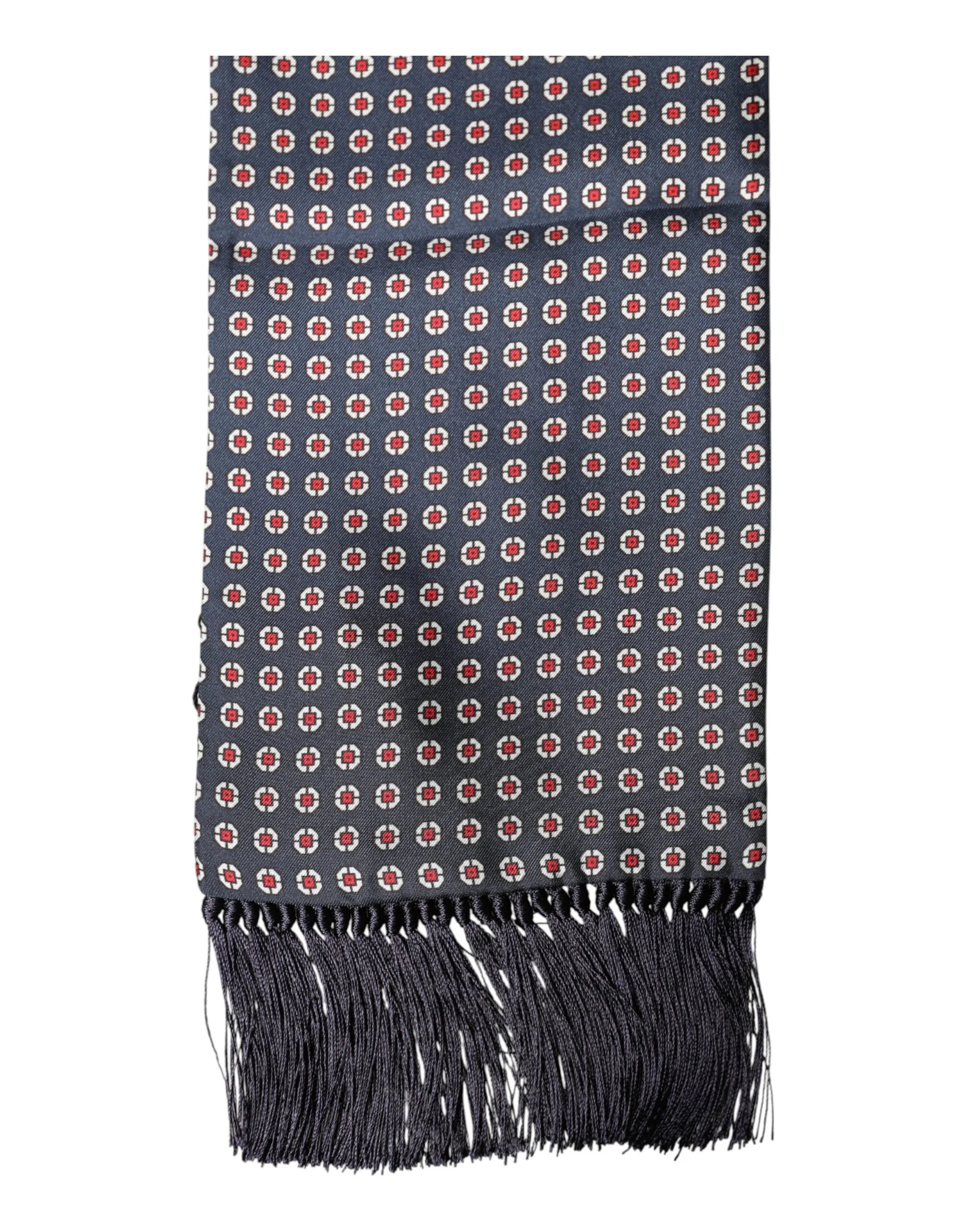 Dolce & Gabbana Black Patterned Fringes Neck Foulard Scarf