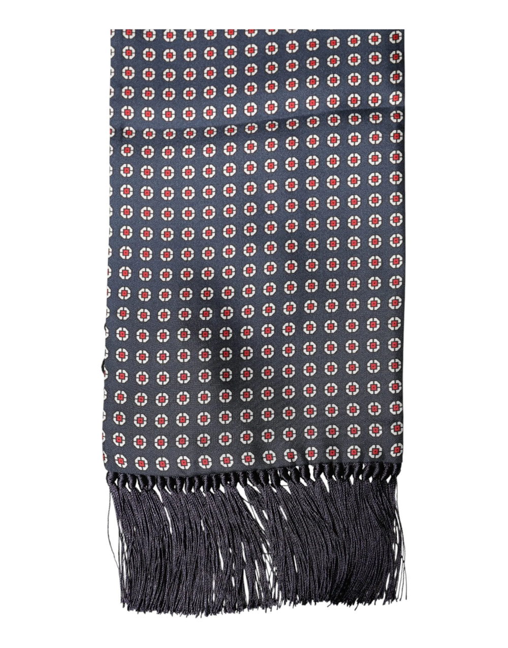 Dolce & Gabbana Black Patterned Fringes Neck Foulard Scarf