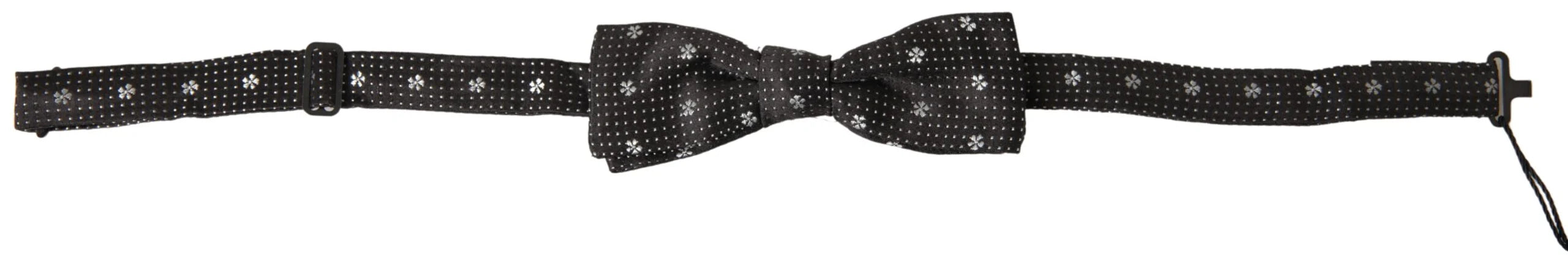 Dolce & Gabbana Black Patterned Silk Adjustable Men Neck Papillon Bow Tie - Neckties