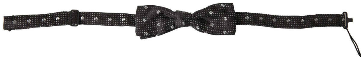 Dolce & Gabbana Black Patterned Silk Adjustable Men Neck Papillon Bow Tie - Neckties