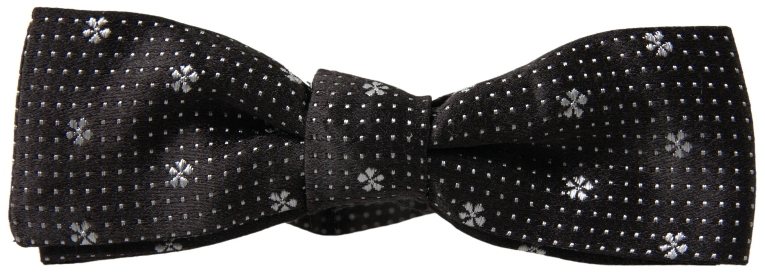 Dolce & Gabbana Black Patterned Silk Adjustable Men Neck Papillon Bow Tie - Neckties