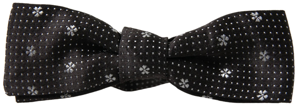 Dolce & Gabbana Black Patterned Silk Adjustable Men Neck Papillon Bow Tie - Neckties