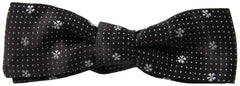 Dolce & Gabbana Black Patterned Silk Adjustable Men Neck Papillon Bow Tie - Neckties