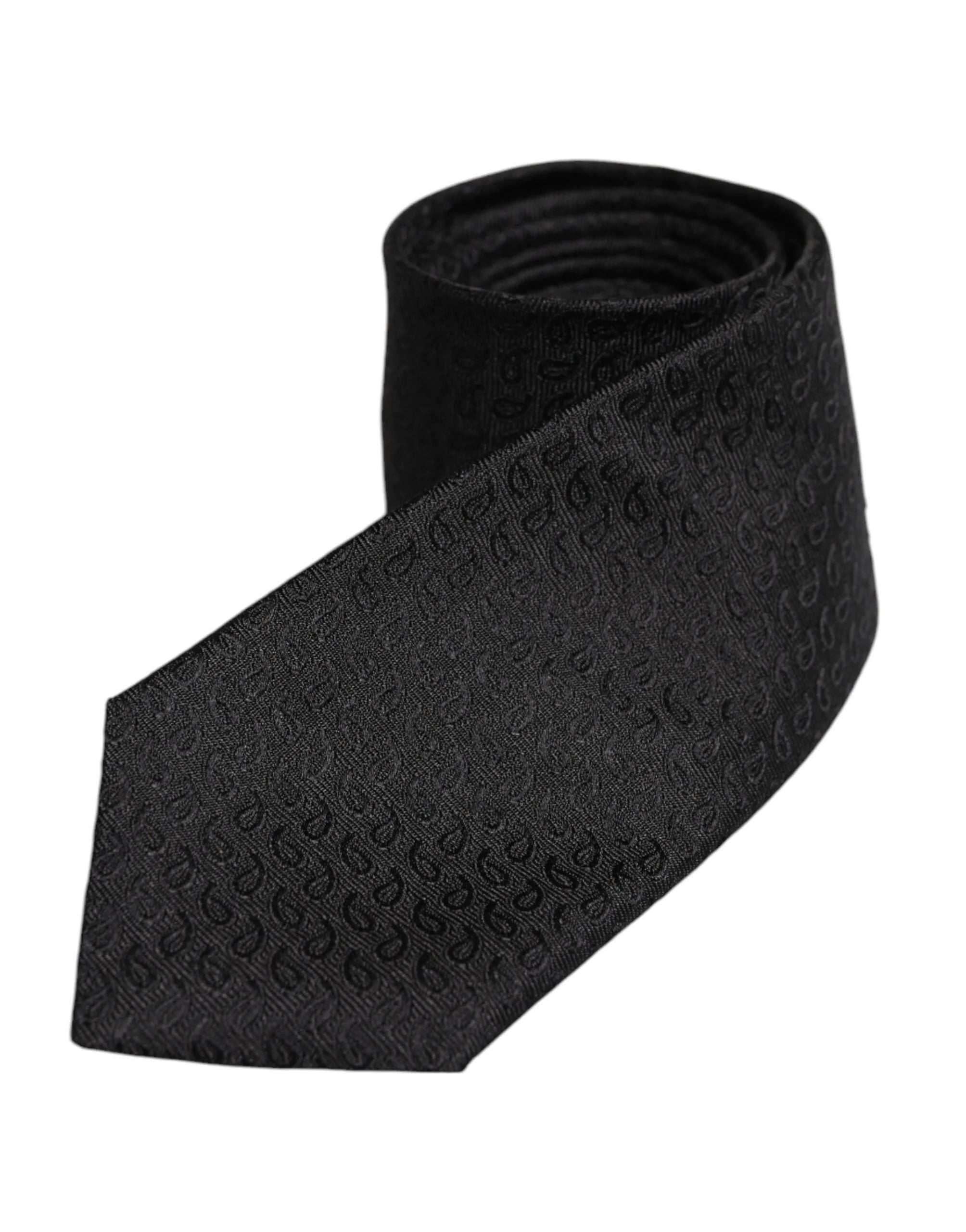 Dolce & Gabbana Black Patterned Silk Adjustable Necktie Tie - Neckties