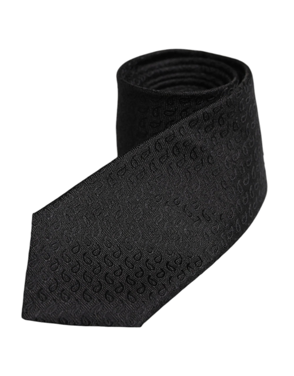 Dolce & Gabbana Black Patterned Silk Adjustable Necktie Tie - Neckties