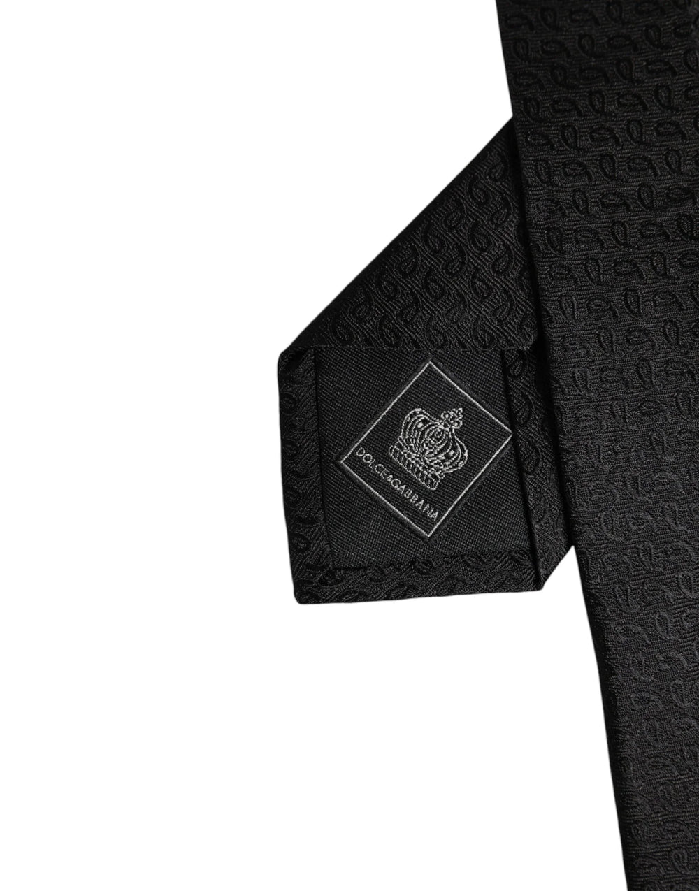 Dolce & Gabbana Black Patterned Silk Adjustable Necktie Tie - Neckties