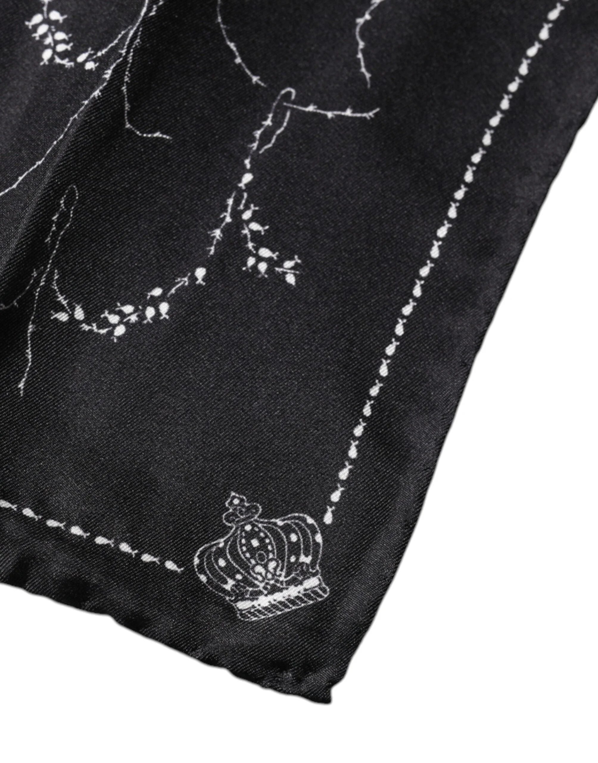 Dolce & Gabbana Black Patterned Silk Handkerchief Scarf - Scarves & Shawls