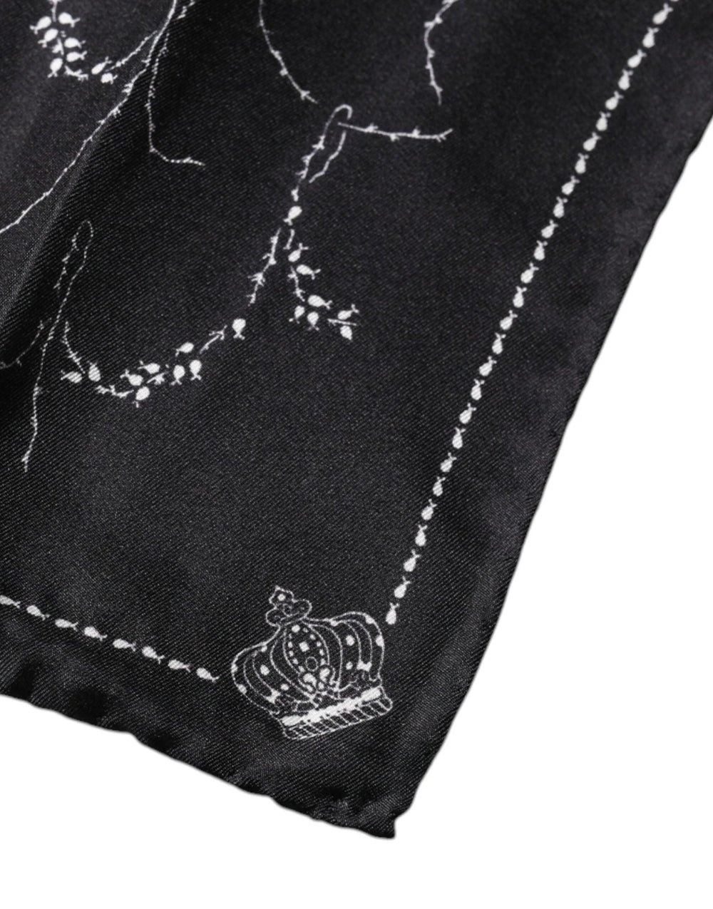 Dolce & Gabbana Black Patterned Silk Handkerchief Scarf - Scarves & Shawls