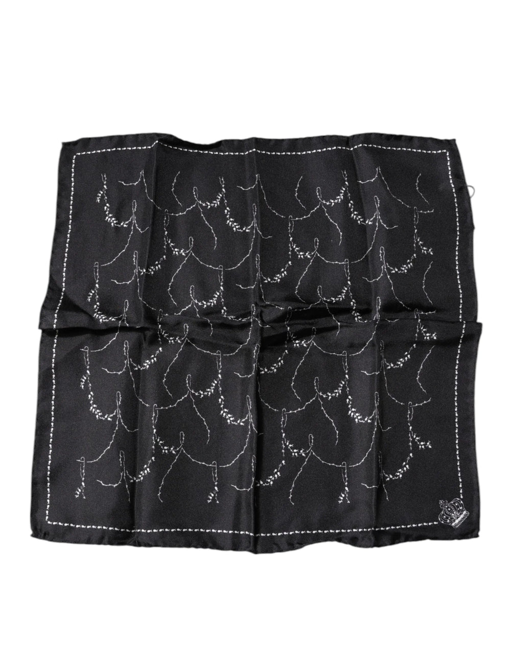 Dolce & Gabbana Black Patterned Silk Handkerchief Scarf - Scarves & Shawls