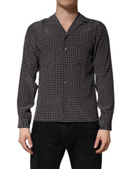 Dolce & Gabbana Black Patterned Silk Men Button Down Shirt