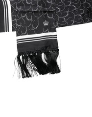 Dolce & Gabbana Black Patterned Skinny Fringes Shawl Scarf - Scarves & Shawls