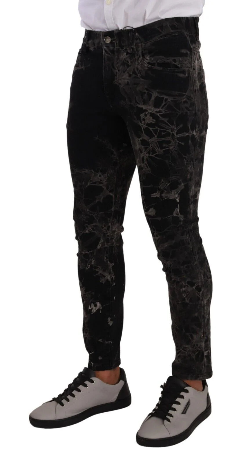 Dolce & Gabbana Black Patterned Skinny Slim Fit Jeans - IT48 | M - Jeans
