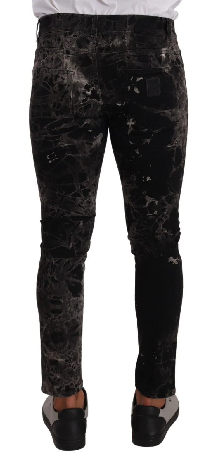 Dolce & Gabbana Black Patterned Skinny Slim Fit Jeans - IT48 | M - Jeans
