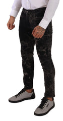 Dolce & Gabbana Black Patterned Skinny Slim Fit Jeans - IT48 | M - Jeans