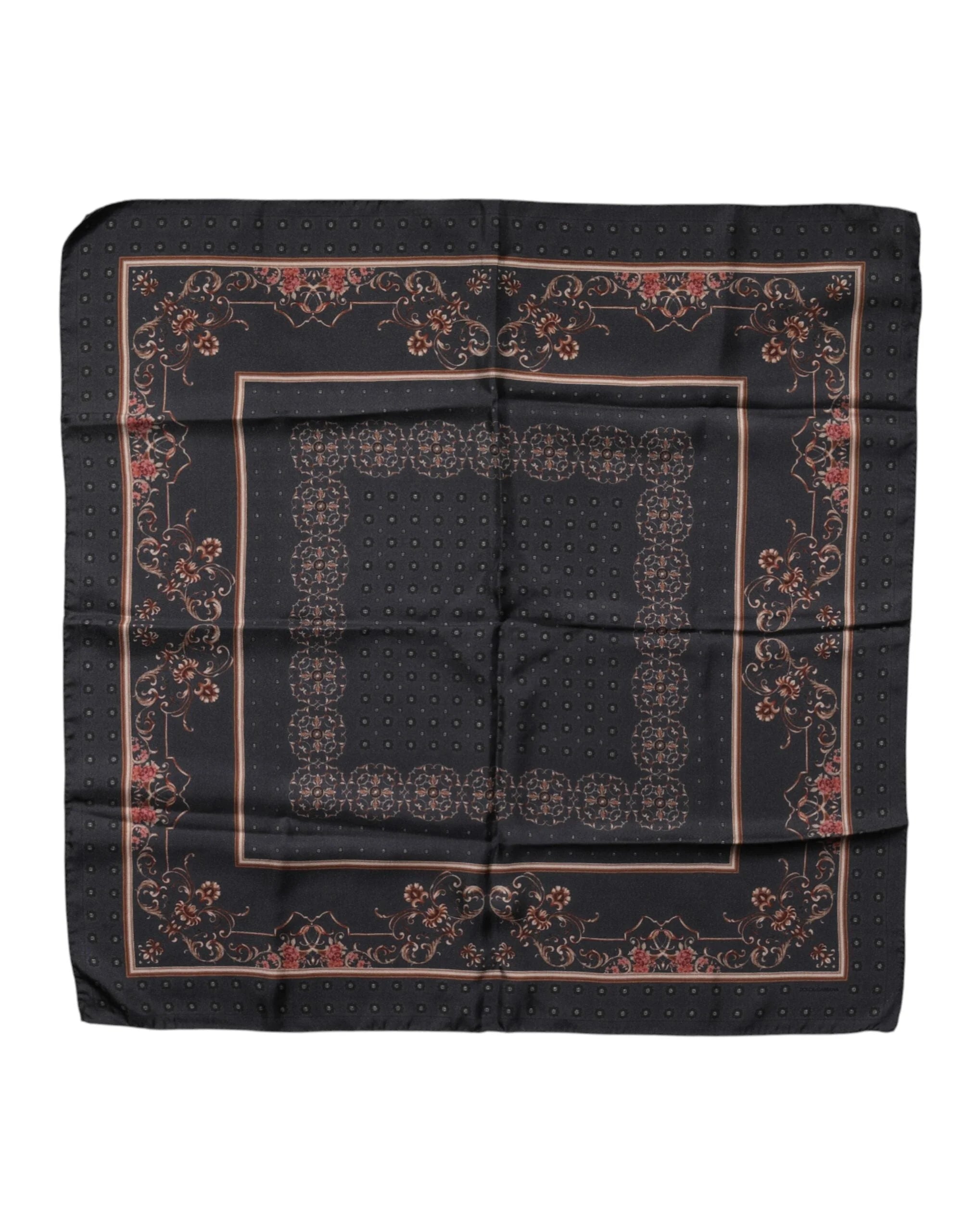 Dolce & Gabbana Black Patterned Square Foulard Scarf