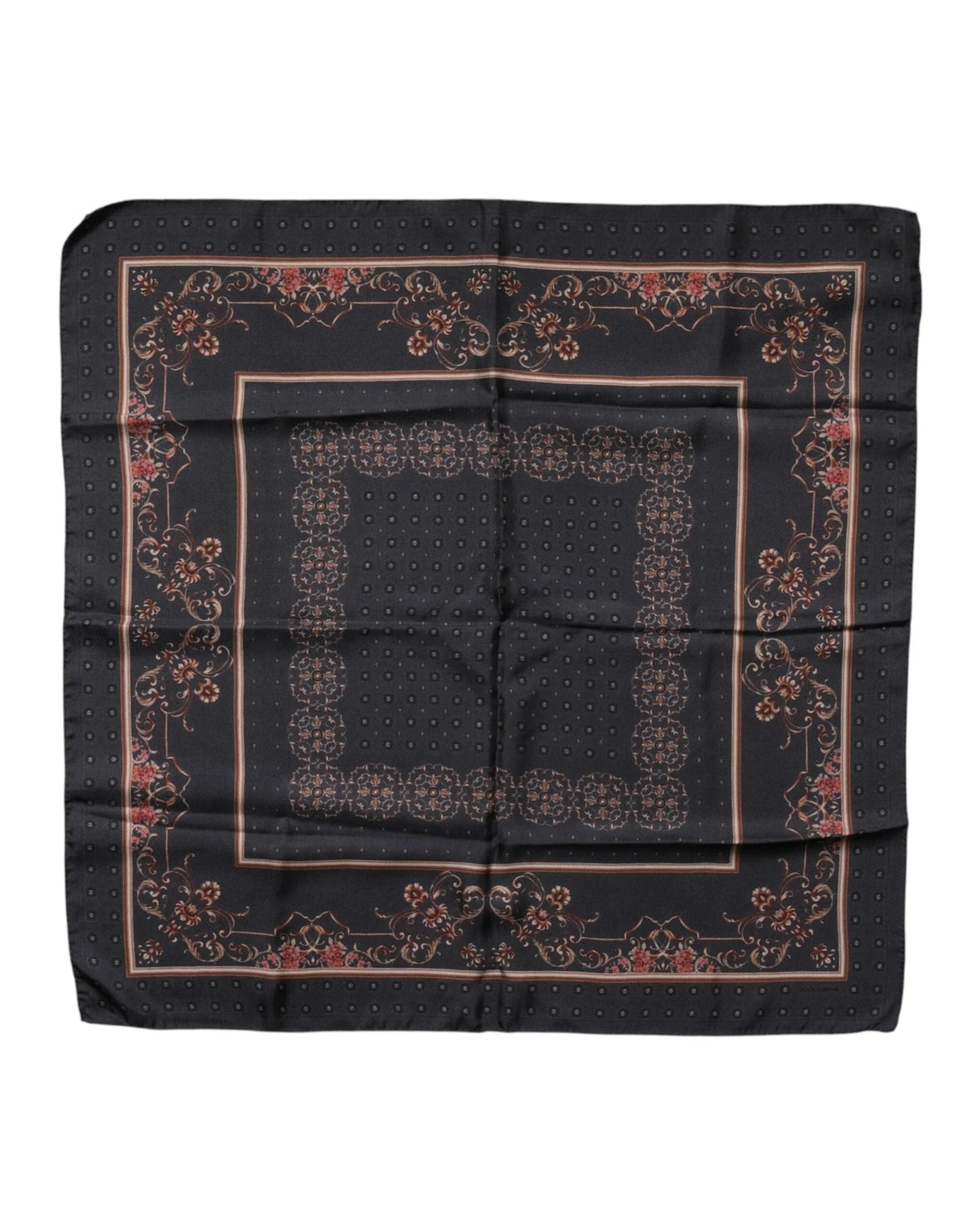 Dolce & Gabbana Black Patterned Square Foulard Scarf