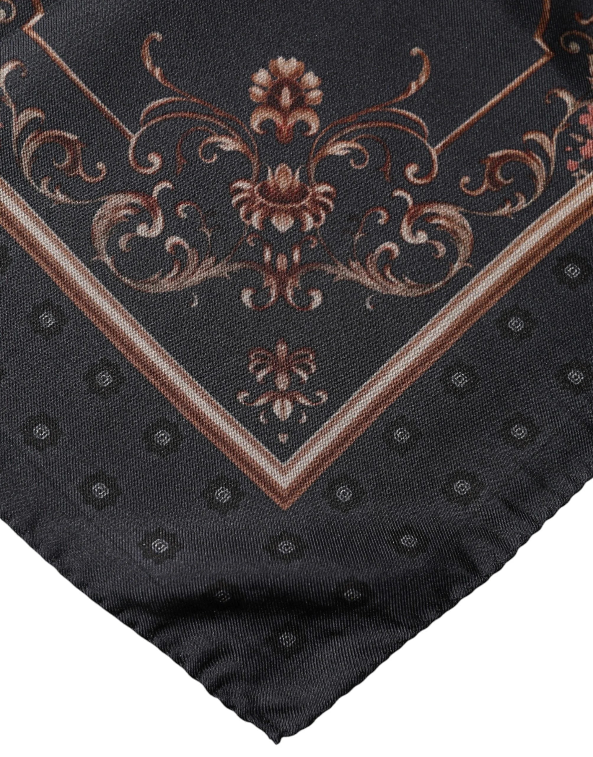 Dolce & Gabbana Black Patterned Square Foulard Scarf