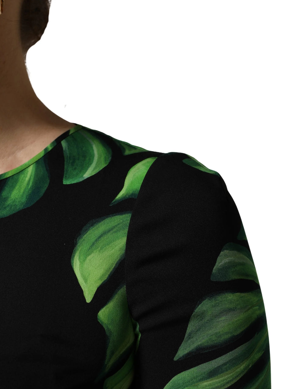 Dolce & Gabbana Cerný top s potiskem filodendronu, hedvábí