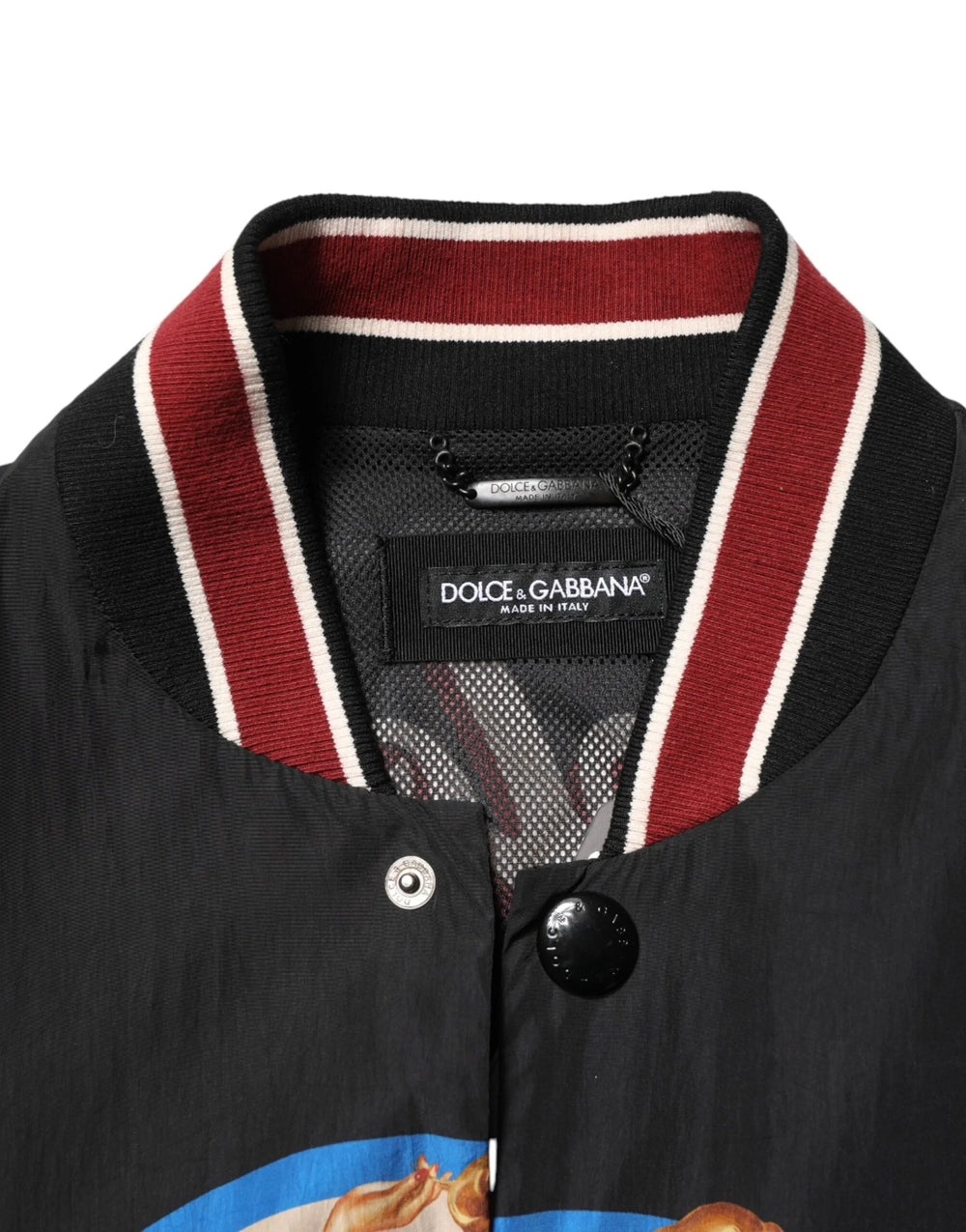 Dolce & Gabbana Black Pin Up Button Down Men Bomber Jacket - IT48 | M