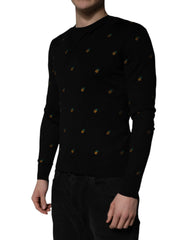 Dolce & Gabbana Black Pineapple Crew Neck Pullover Sweater - IT44 | XS - Sweaters