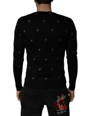 Dolce & Gabbana Black Pineapple Crew Neck Pullover Sweater - IT44 | XS - Sweaters