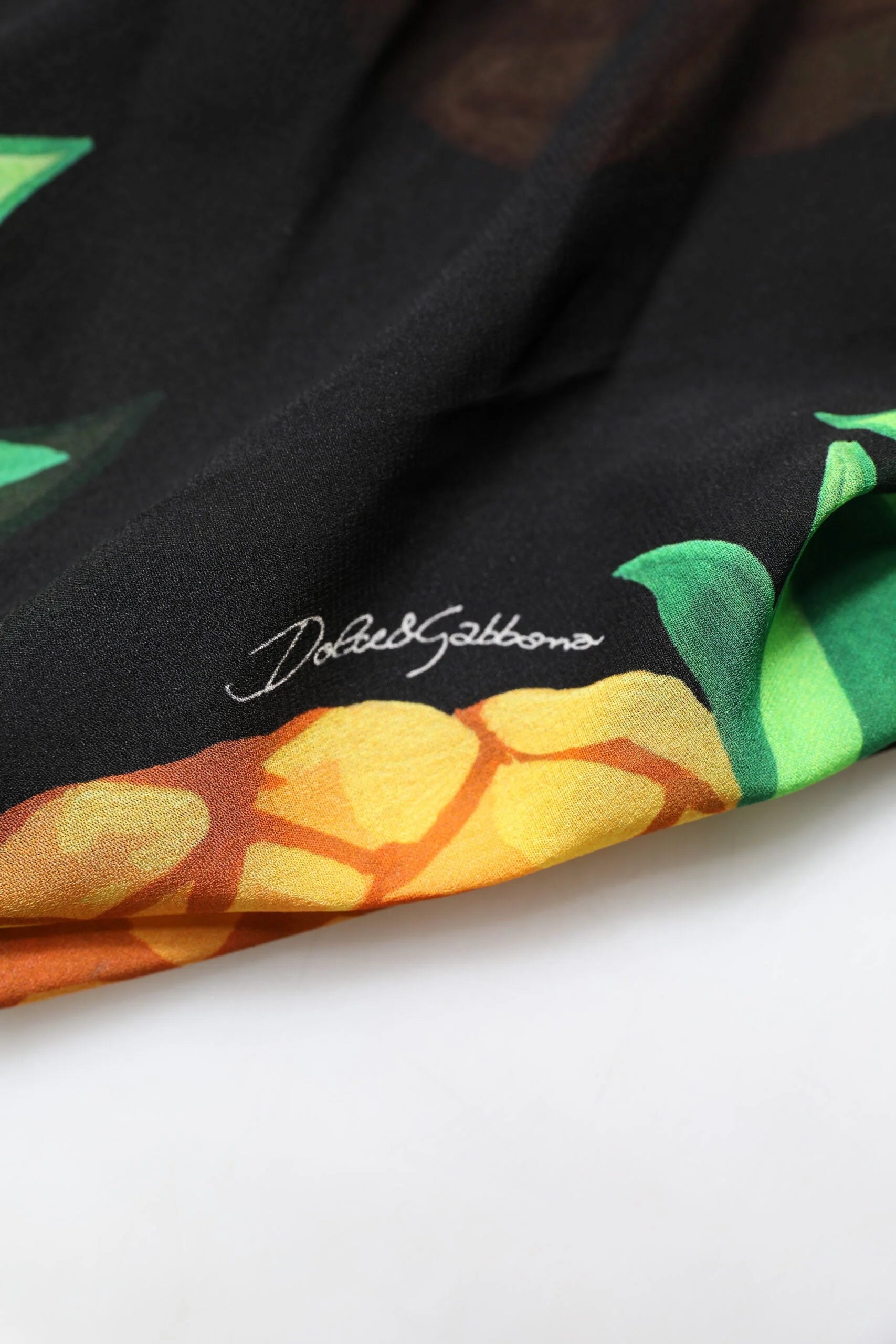 Dolce & Gabbana Black Pineapple Print Silk Wrap Mini Dress - IT38 | XS - Dresses