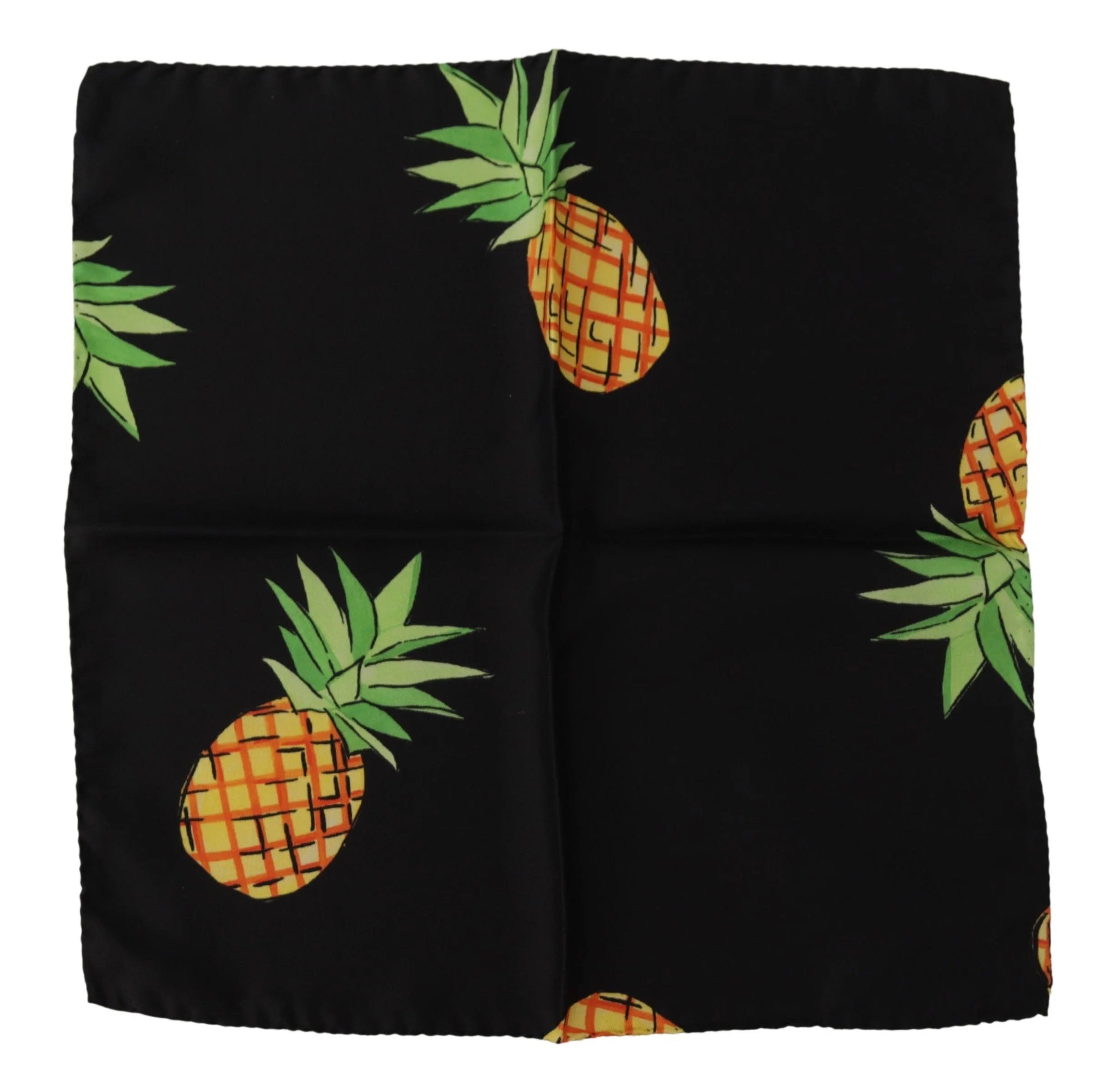 Dolce & Gabbana Black Pineapple Printed Square Handkerchief Scarf - Scarves & Shawls