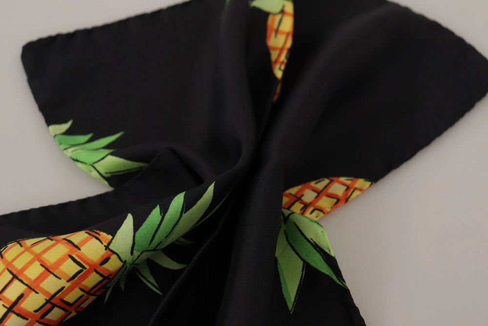 Dolce & Gabbana Black Pineapple Printed Square Handkerchief Scarf - Scarves & Shawls