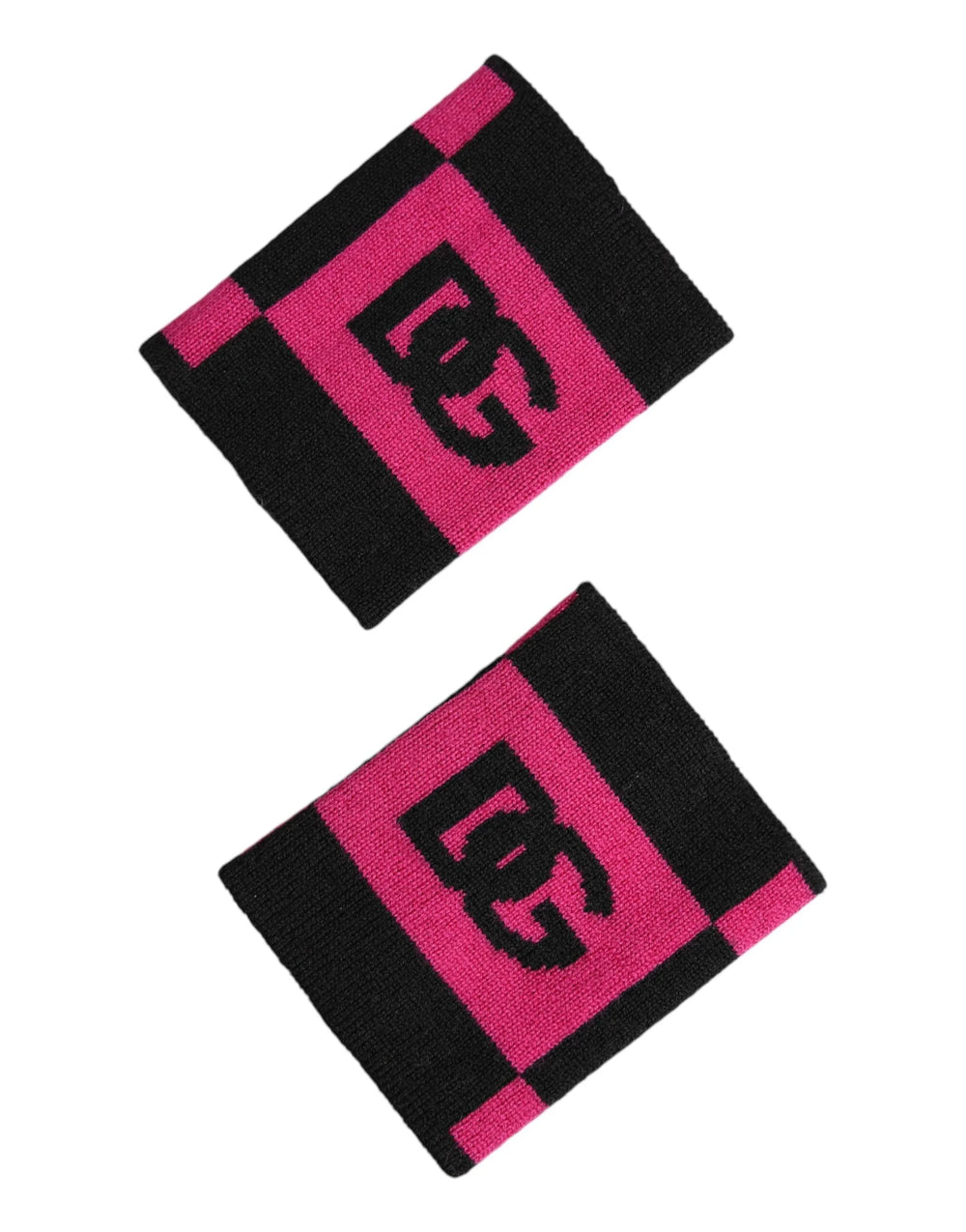 Dolce & Gabbana Black Pink DG Logo Cashmere 1 Pair Wristband