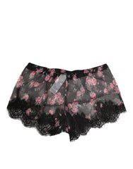 Dolce & Gabbana Black Pink Floral Lace Mesh Lingeri Underwear - IT2 | S - Boyshorts