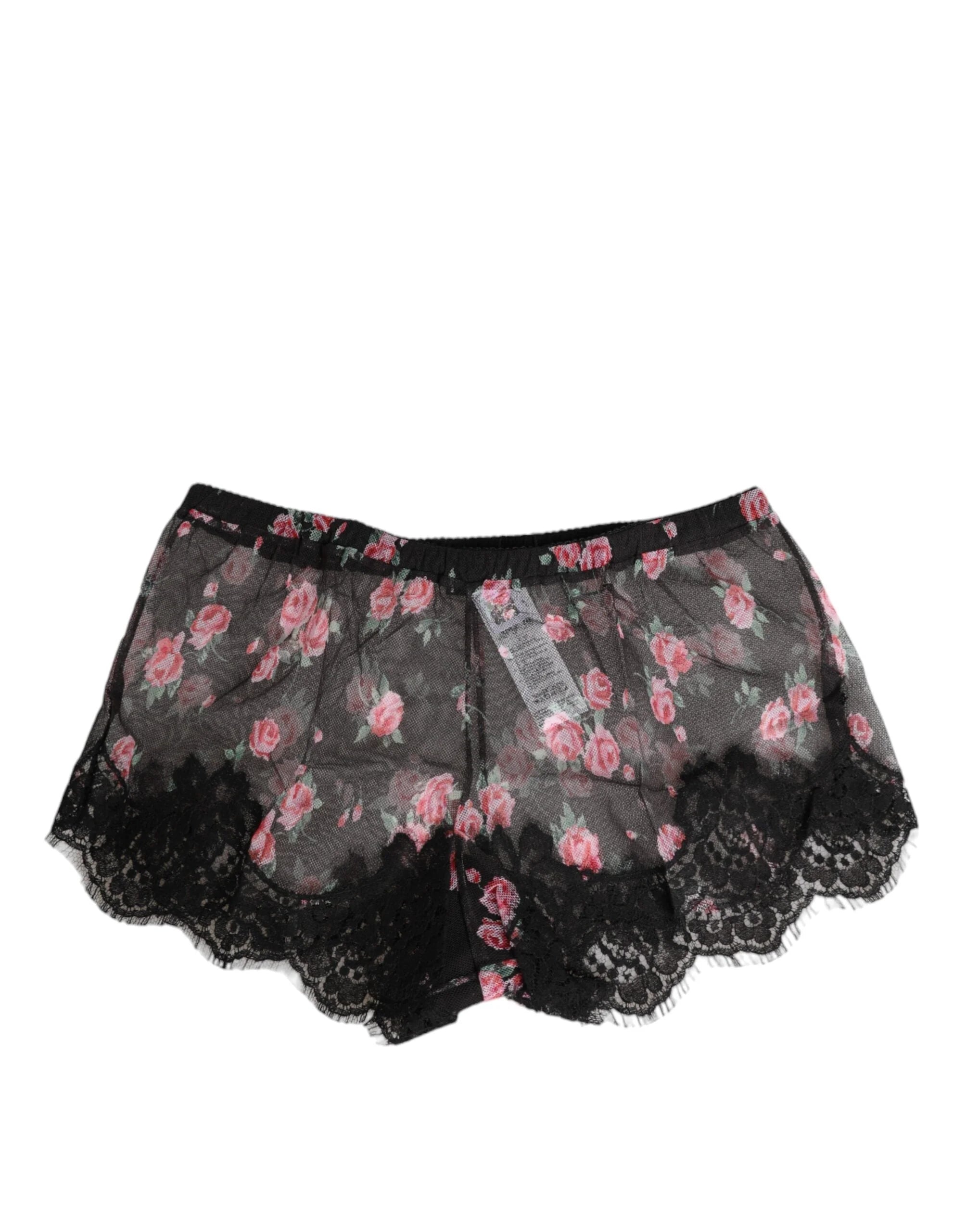 Dolce & Gabbana Black Pink Floral Lace Mesh Lingeri Underwear - IT2 | S - Boyshorts