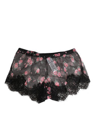 Dolce & Gabbana Black Pink Floral Lace Mesh Lingeri Underwear - IT2 | S - Boyshorts