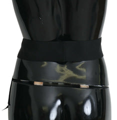 Dolce & Gabbana Black Pink Flower Brooch Crystals Cotton Belt - Belts