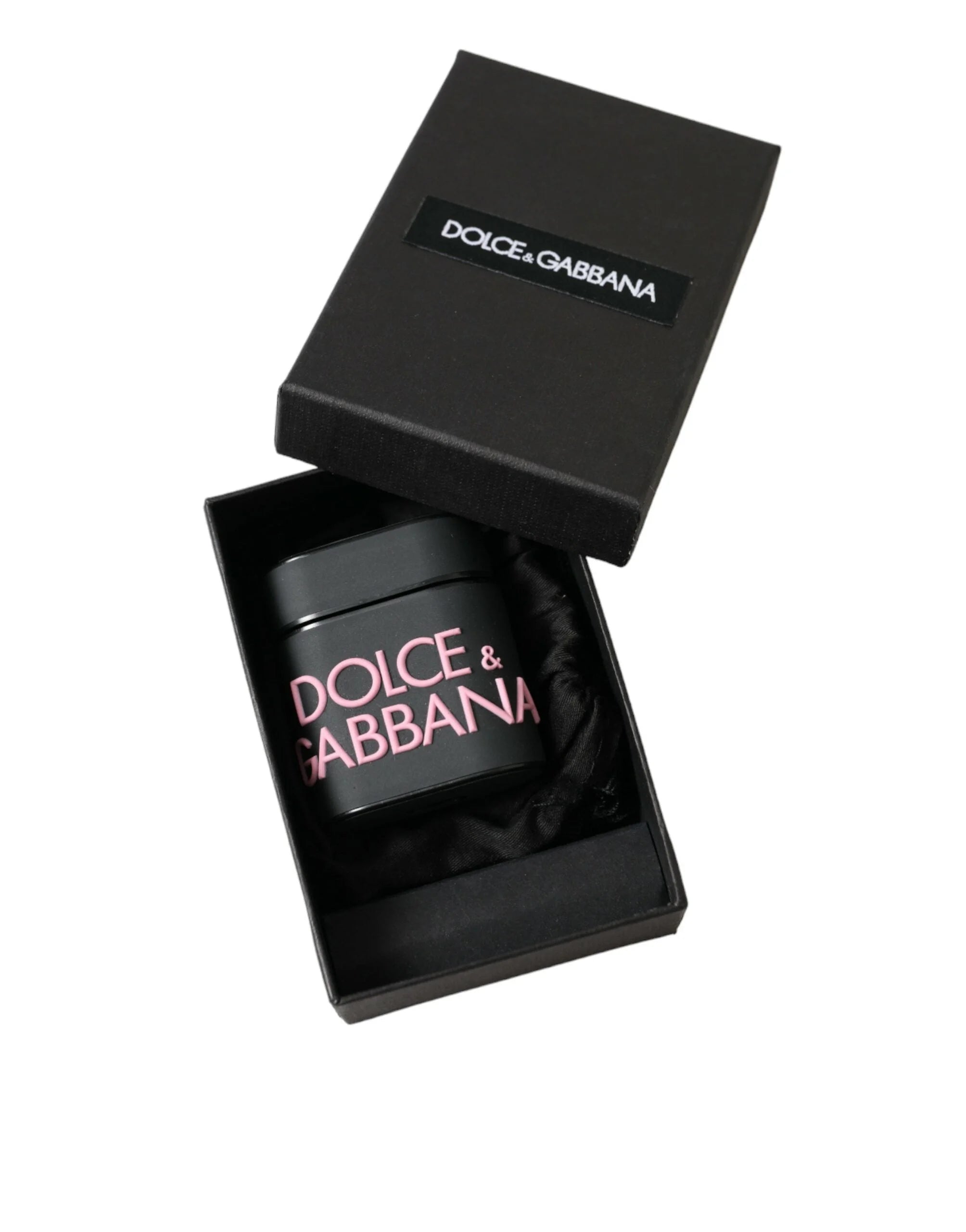 Dolce & Gabbana Black Pink Silicone Embossed Logo Airpods Case - Headphone Carrying Cases