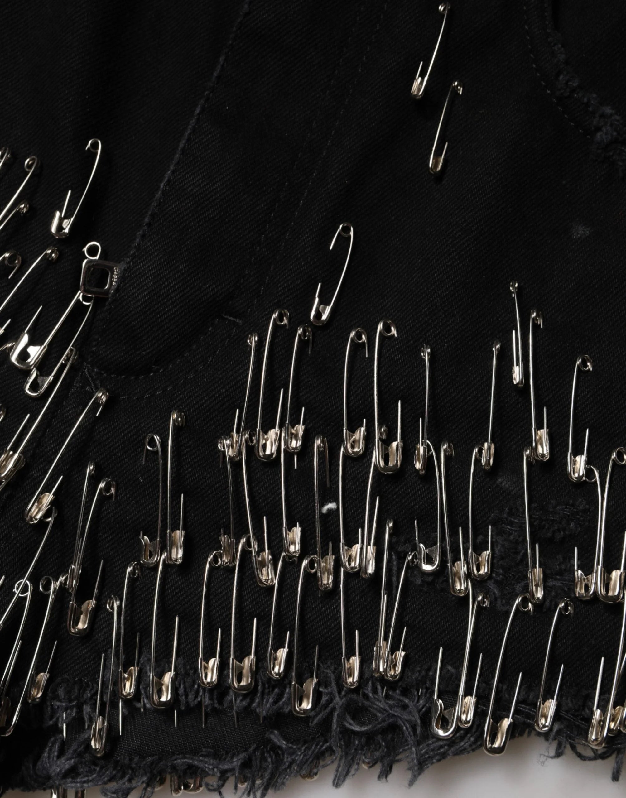 Dolce & Gabbana Black Pins Cotton Denim Hot Pants Shorts - IT40|S