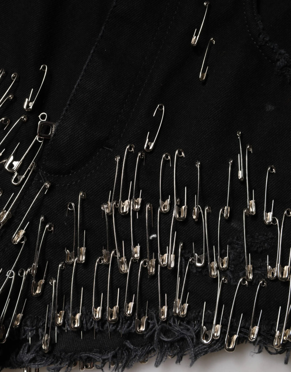 Dolce & Gabbana Black Pins Cotton Denim Hot Pants Shorts - IT40|S