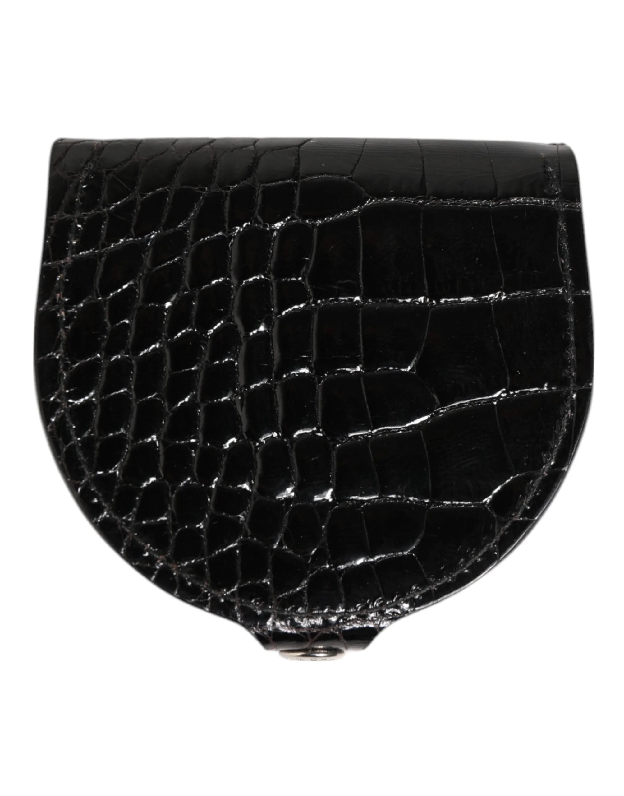 Dolce & Gabbana Black Polished Crocodile Leather Mens Coin Purse Wallet - Wallets