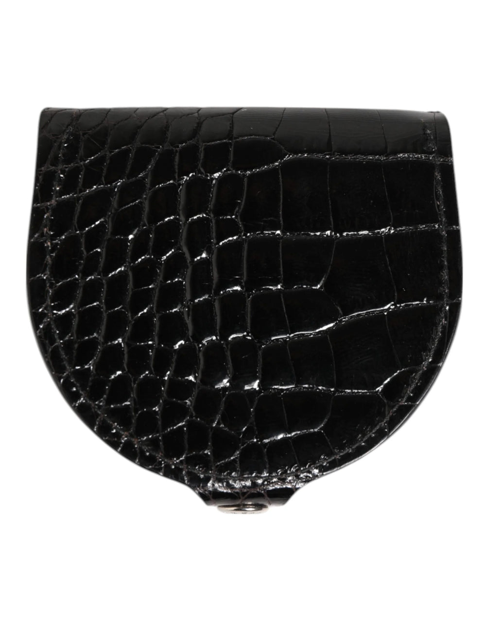 Dolce & Gabbana Black Polished Crocodile Leather Mens Coin Purse Wallet - Wallets